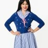 Unique-Vintage 1950s Navy & Anchor Dandy Cardigan