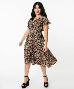 Unique-Vintage Leopard Print Luella Wrap Dress - Only XSmall/2 Left