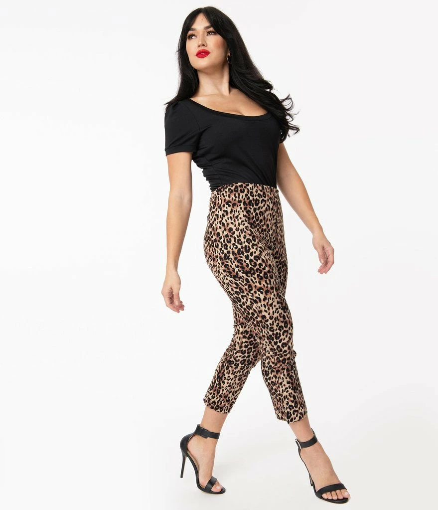 Unique-Vintage Leopard Print Rachelle Capri Pants 2 Unique-Vintage Leopard Print Rachelle Capri Pants - Image 2