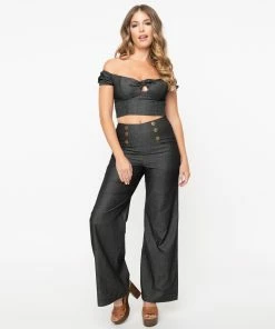 Unique-Vintage Black Chambray Steinem Pants - Only SIzes Small, XLarge -Hot Sale Dresses Shop 146068 1 2048x2048 a78c31bd 6366 495b b611 04cb843f85b6