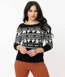 Unique-Vintage Haunted Ghosts Fair Isle Annaleigh Sweater - Only Small