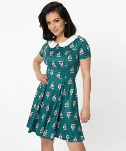 Unique-Vintage X Peanuts Christmas Unique-Vintage X Peanuts Snoopy Christmas Print Margot Fit & Flare Dre