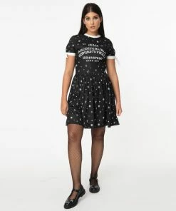 Unique-Vintage X Ouija Board Print Tessa Fit & Flare Dress