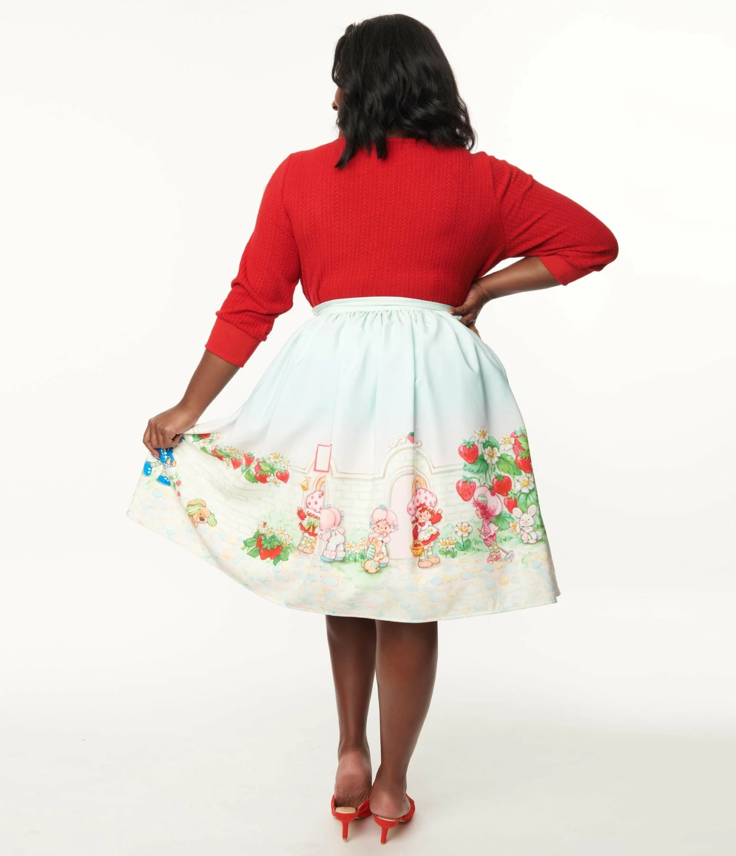 Unique-Vintage X Strawberry Shortcake Unique Vintage X Strawberry Shortcake Garden Party Border Swing Skirt 4 Unique-Vintage X Strawberry Shortcake Unique Vintage X Strawberry Shortcake Garden Party Border Swing Skirt - Image 4