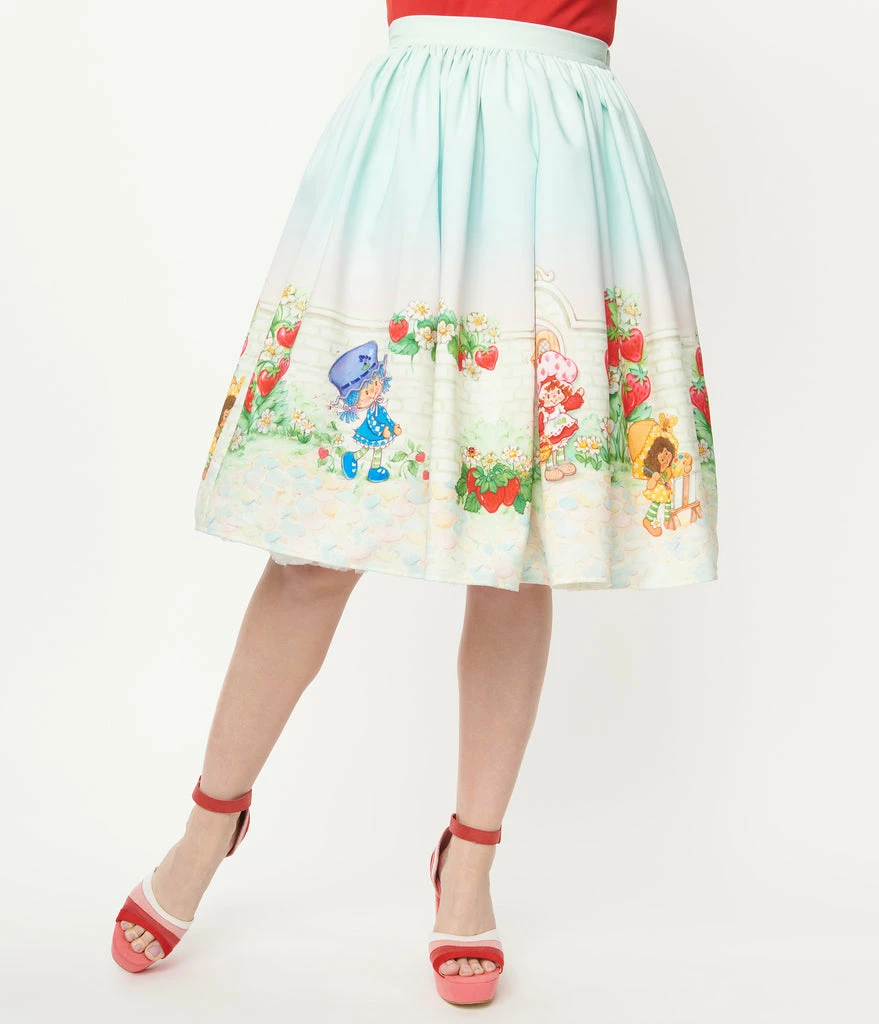Unique-Vintage X Strawberry Shortcake Unique Vintage X Strawberry Shortcake Garden Party Border Swing Skirt 5 Unique-Vintage X Strawberry Shortcake Unique Vintage X Strawberry Shortcake Garden Party Border Swing Skirt - Image 5