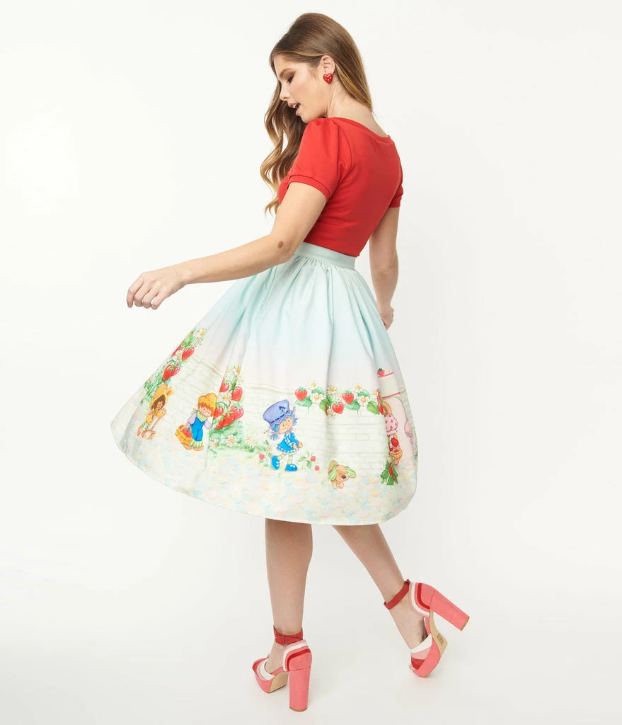 Unique-Vintage X Strawberry Shortcake Unique Vintage X Strawberry Shortcake Garden Party Border Swing Skirt 6 Unique-Vintage X Strawberry Shortcake Unique Vintage X Strawberry Shortcake Garden Party Border Swing Skirt - Image 6