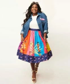 Unique-Vintage X Barbie Unique Vintage X Barbie Rainbow Barbie Disco Gellar Swing Skirt -Hot Sale Dresses Shop 4