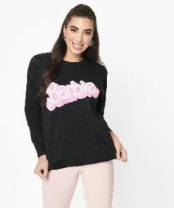 Unique-Vintage X Barbie Unique Vintage X Barbie Black Barbie Logo Sweater