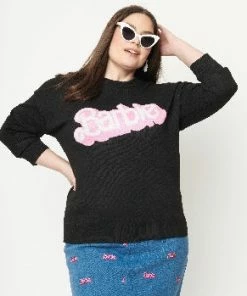 Unique-Vintage X Barbie Unique Vintage X Barbie Black Barbie Logo Sweater -Hot Sale Dresses Shop 8