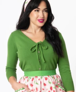 Unique-Vintage Unique Vintage Dandy Cardigan Green - Only XSmall & Small Left