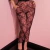 Peach & Black Lace Cigarette Pants - Vixen By Micheline Pitt - Only Si