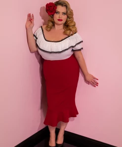 Flutter Skirt In Dark Red - Vixen By Micheline Pitt - Only Sizes Small -Hot Sale Dresses Shop Flutter Skirt Red 3