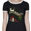 Mischief Made - Jingle Cats Ringer Tee - Black/Natural - Only Small Le