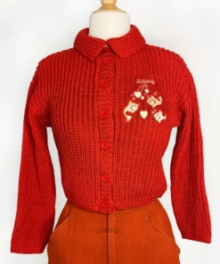 Mischief Made - Kissing Fish Sweater In Red - Only Large Left