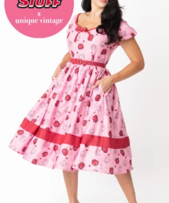 Unique-Vintage X Hot Stuff Hot Stuff X UV Hannah Dress Pink
