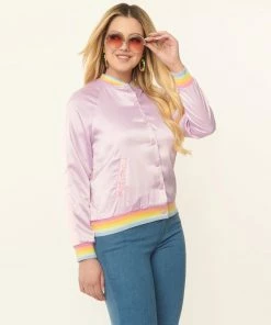 Unique-Vintage X My Little Pony Unique Vintage X My Little Pony Spirited Satin Bomber Jacket -Hot Sale Dresses Shop MLPjacket3