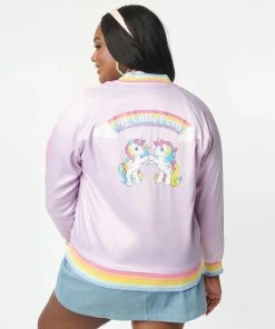 Unique-Vintage X My Little Pony Unique Vintage X My Little Pony Spirited Satin Bomber Jacket -Hot Sale Dresses Shop MLPjacket4