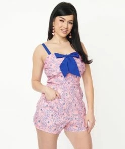 Unique-Vintage X My Little Pony Unique Vintage X My Little Pony Pink And Blue Pony Print Rae Romper