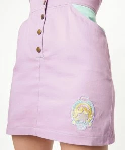 Unique-Vintage X Polly Pocket Unique Vintage X Polly Pocket Purple Embroidered Fitted Pinafore -Hot Sale Dresses Shop PINAFORE1