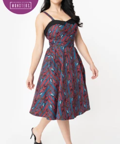 Universal Monsters X Unique Vintage Unique Vintage X Universal Monsters Rachel Dress Dracula Print - Only