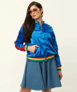 Hot Sale Dresses Shop -Hot Sale Dresses Shop RoyalBlueSatinBomberJacket1