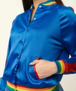 Unique-Vintage X Rainbow Brite Unique Vintage X Rainbow Brite Royal Blue Satin Bomber Jacket - Only X -Hot Sale Dresses Shop RoyalBlueSatinBomberJacket2