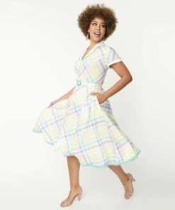 Unique-Vintage X Polly Pocket Unique Vintage X Polly Pocket Pastel Rainbow Gingham Alexis Swing Dres -Hot Sale Dresses Shop alexis4