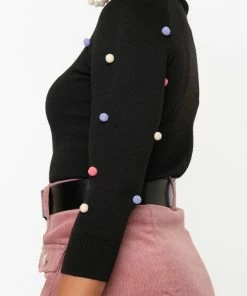 Unique-Vintage Black Alpaca Pom Poms Autumn Sweater -Hot Sale Dresses Shop alpaca2