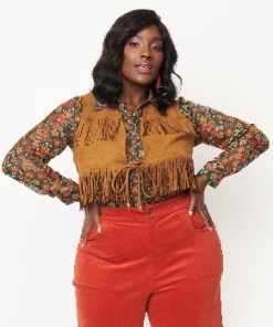 Unique-Vintage X Barbie Unique Vintage X Barbie Brown Suede Gaucho Gear Vest -Hot Sale Dresses Shop barbievest