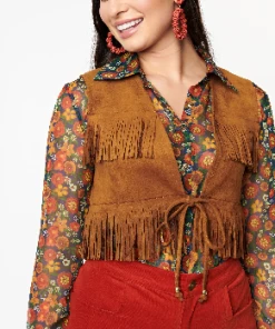 Unique-Vintage X Barbie Unique Vintage X Barbie Brown Suede Gaucho Gear Vest