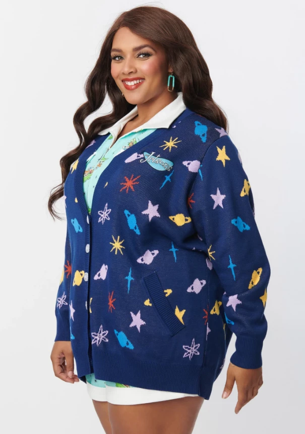 Unique-Vintage X The Jetsons Unique Vintage X Jetsons Blue Astro Cardigan - Only XSmall/Small & Xla 2 Unique-Vintage X The Jetsons Unique Vintage X Jetsons Blue Astro Cardigan - Only XSmall/Small & Xla - Image 2