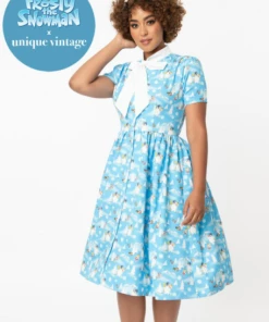 Unique-Vintage X Frosty The Snowman Unique-Vintage X Frosty Snow Day Print Cora Swing Dress