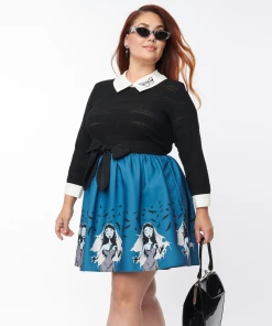 Unique-Vintage X Corpse Bride Unique Vintage X Corpse Bride Emily Border Flare Skirt -Hot Sale Dresses Shop emilyskirt4