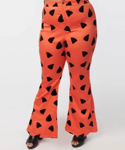 Smak Parlour X Flintstones Orange & Black Leopard Spots Print Flare Pa -Hot Sale Dresses Shop flarepants1