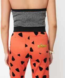 Smak Parlour X Flintstones Orange & Black Leopard Spots Print Flare Pa -Hot Sale Dresses Shop flarepants6