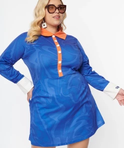 Smak Parlour X Scooby Doo Blue Groovy Print Flare Dress -Hot Sale Dresses Shop groovydress