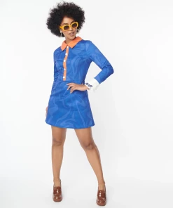 Smak Parlour X Scooby Doo Blue Groovy Print Flare Dress