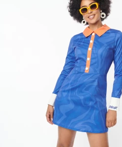 Smak Parlour X Scooby Doo Blue Groovy Print Flare Dress -Hot Sale Dresses Shop groovydress5