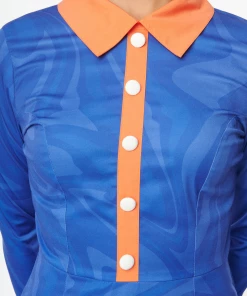 Smak Parlour X Scooby Doo Blue Groovy Print Flare Dress -Hot Sale Dresses Shop groovydress6