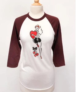 Mischief Made - Hold On To Your Heart 3/4-Sleeve Raglan T‑Shirt In Whi