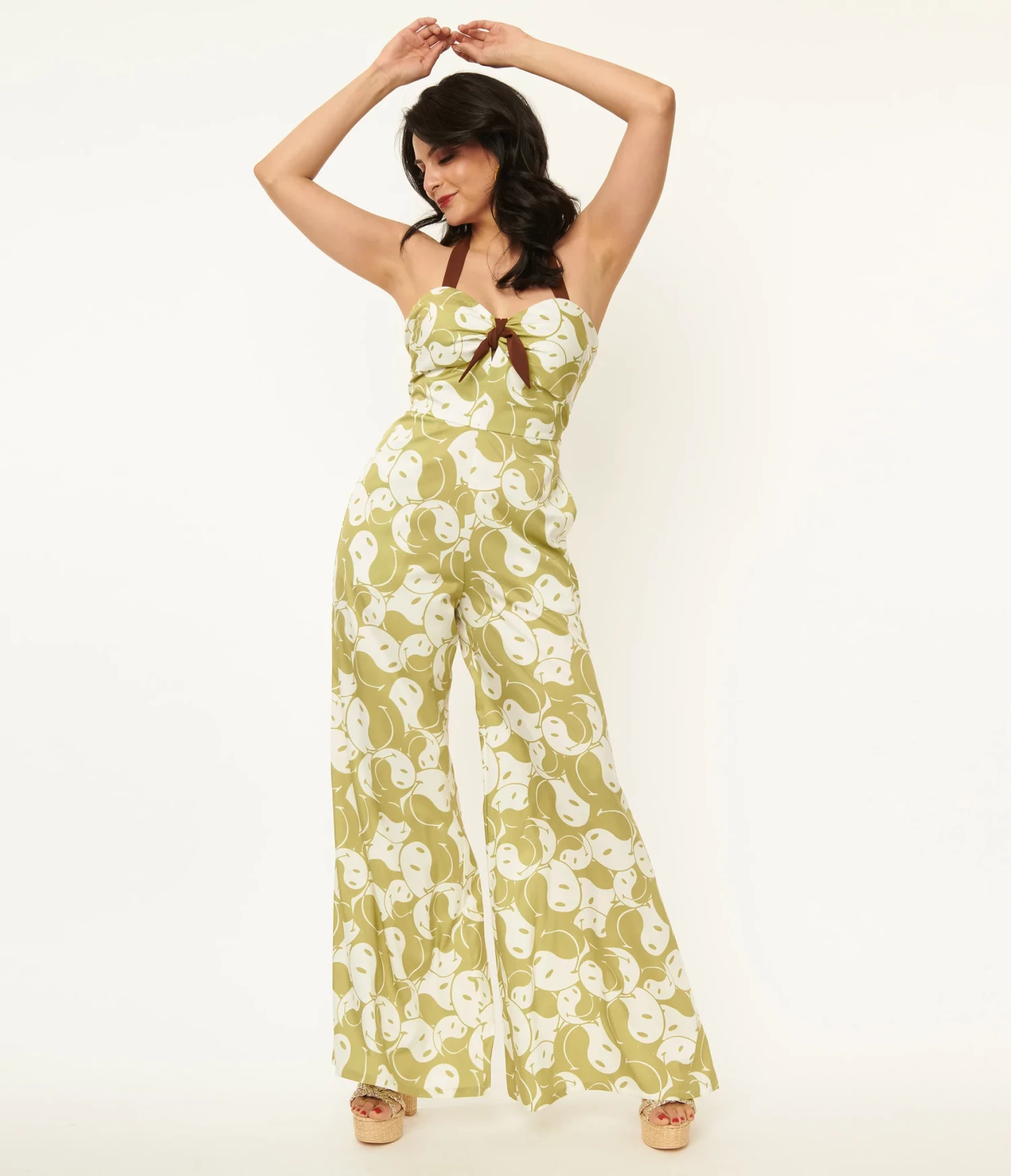 Unique-Vintage X Smiley Unique Vintage X Smiley® Green Yin Yang Print Jumpsuit 1 Unique-Vintage X Smiley Unique Vintage X Smiley® Green Yin Yang Print Jumpsuit