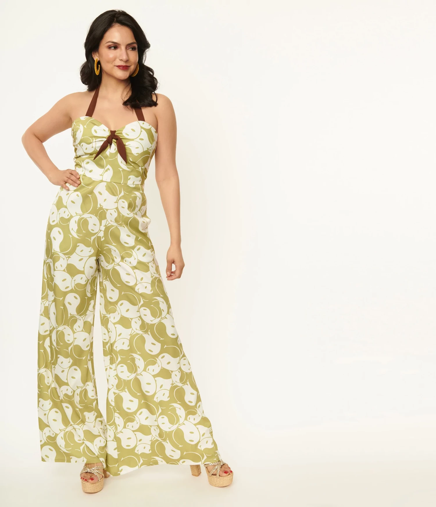 Unique-Vintage X Smiley Unique Vintage X Smiley® Green Yin Yang Print Jumpsuit 3 Unique-Vintage X Smiley Unique Vintage X Smiley® Green Yin Yang Print Jumpsuit - Image 3
