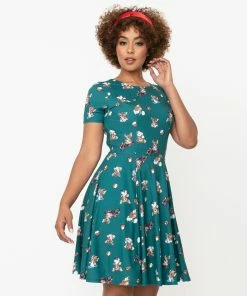 Unique-Vintage X Gremlins Green & Mogwai Playtime Print Margot Flare D