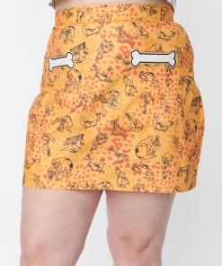 Smak Parlour X Flintstones Mustard & Orange Dino Print Mod Skirt -Hot Sale Dresses Shop modskirt1