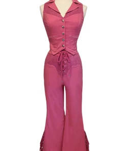 Elle Rebel Rockin Rodeo Front Lace Chaps Style Jeans - Pink - Rebel Love -Hot Sale Dresses Shop pink