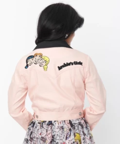 Unique Vintage X Betty & Veronica Betty & Veronica X Unique Vintage Archies Girls Crop Jacket -Hot Sale Dresses Shop pinkjacket3