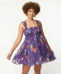 Unique-Vintage X Rainbow Brite Unique Vintage X Rainbow Brite Rainbow Night Print Babydoll Dress