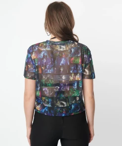 Unique Vintage X Corpse Bride Movie Collage Mesh Crop Top -Hot Sale Dresses Shop sheercbtop2