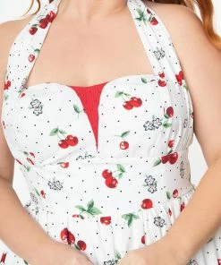 Unique-Vintage White & Red Cherry Print Shelia Swing Dress - Only XSma -Hot Sale Dresses Shop sheliawhite2