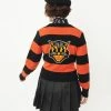 Unique-Vintage Smak Parlour Orange & Black Striped Spooky Scaredy Cat Cardigan